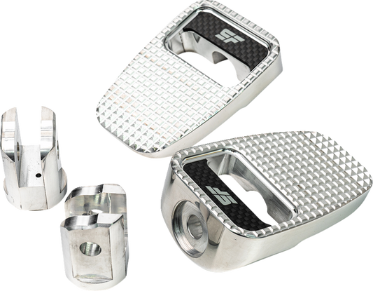 SLYFOX Foot Pegs - Silver Polished - Front SF-904-01-2