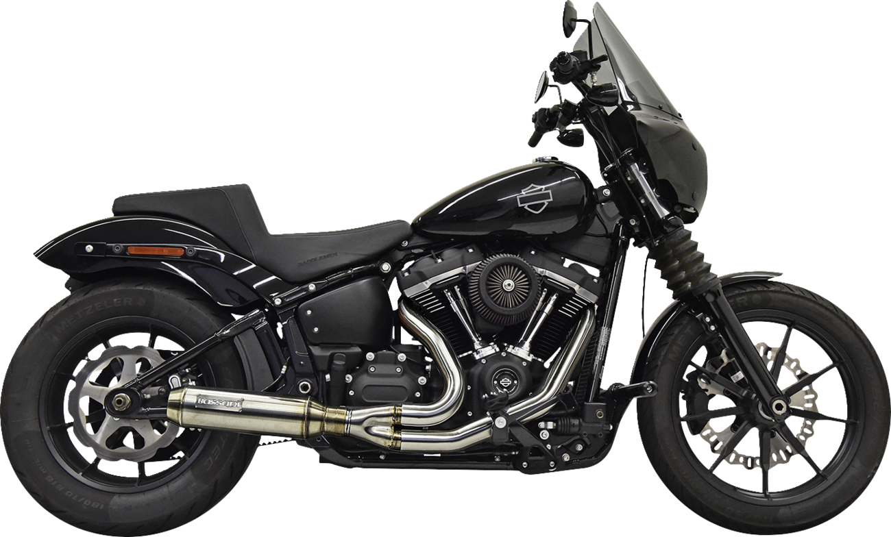 BASSANI XHAUST 2-into-1 Exhaust System with Superbike Muffler - Stainless Steel - Catalytic Converter - 49 State 1S77SSE