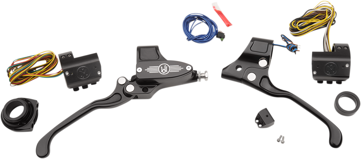 PERFORMANCE MACHINE (PM) Handlebar Control Kit - Cable - 9/16" Master Cylinder - Black 0062-4019-BM