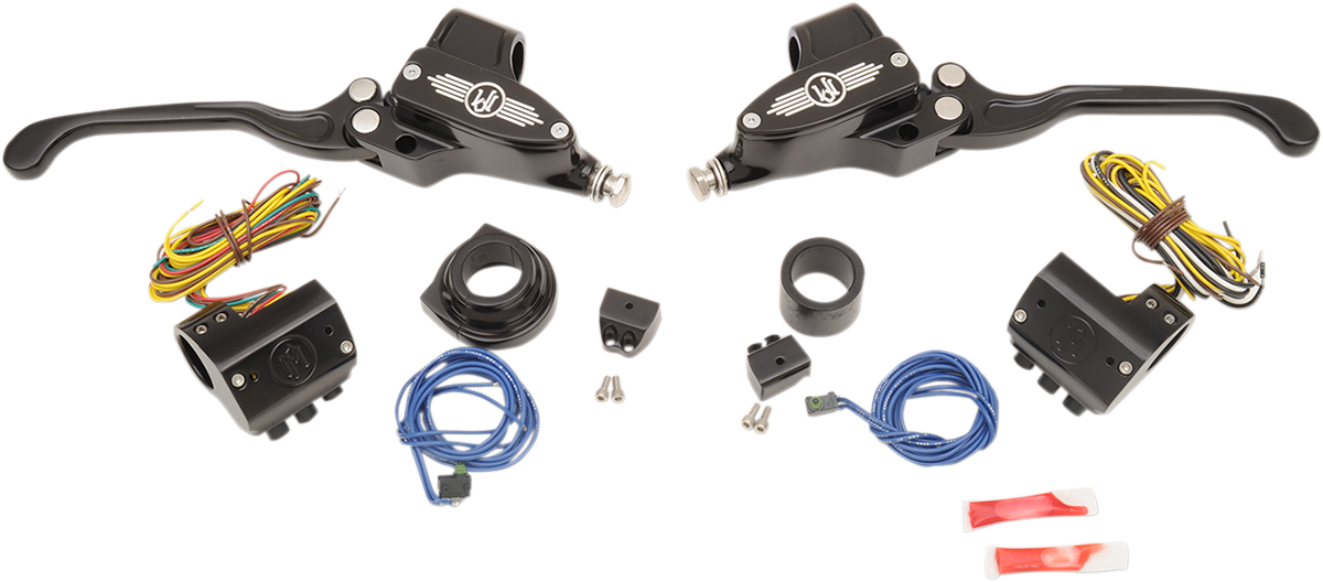 PERFORMANCE MACHINE (PM) Handlebar Control Kit - Hydraulic - 9/16" Master Cylinder - Black 0062-4020-BM