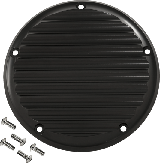 JOKER MACHINE Derby Cover - 5 Hole - Finned - Black - M8 Softail 06-965-1