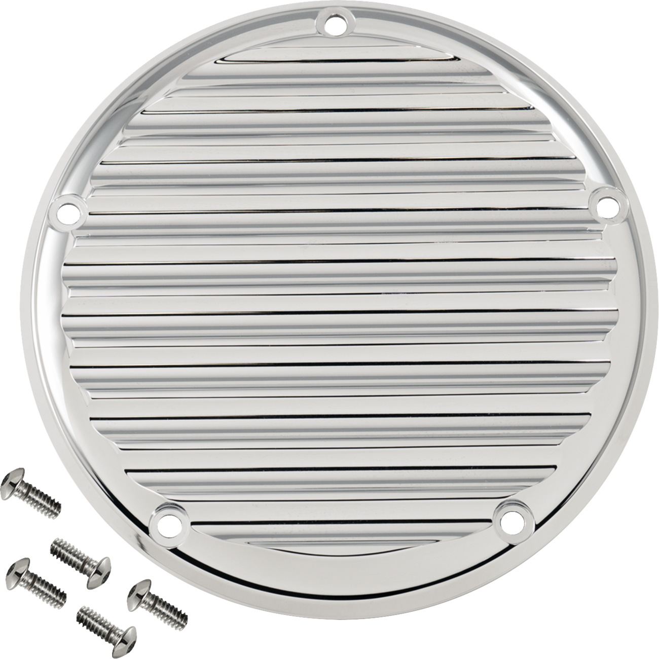 JOKER MACHINE Derby Cover - 5 Hole - Finned - Chrome - M8 Softail 06-965-3