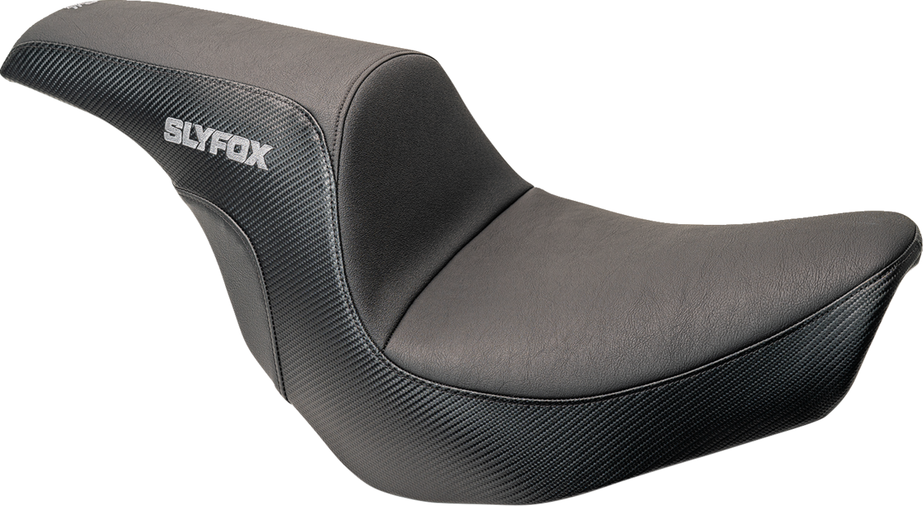 SLYFOX Lowrider Drifter Seat for FXLR/FLSB '18-'24 | Gray Logo, Smooth Vinyl, Carbon Fiber Accents - Part No. 0802-1590