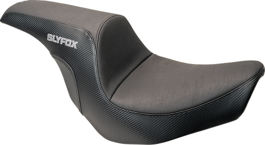 SLYFOX Lowrider Drifter Seat for FXLR/FLSB '18-'24 | Gray Logo, Smooth Vinyl, Carbon Fiber Accents - Part No. 0802-1590