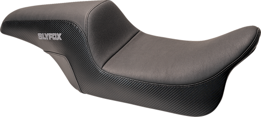SLYFOX Drifter Seat - Gray Logo with Smooth Vinyl, Carbon Fiber Sides, and Tall Driver Support for Ford F-150 '97-'07 (Part #0801-1613)