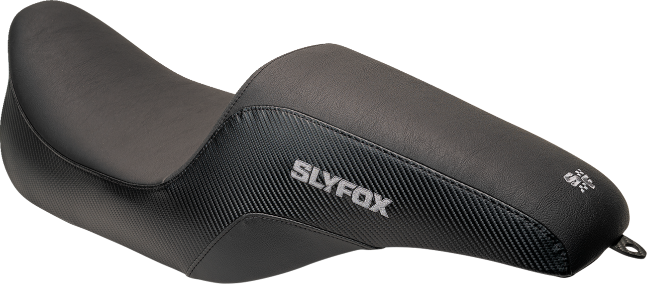 SLYFOX Drifter Seat - Gray Logo with Smooth Vinyl, Carbon Fiber Sides, and Tall Driver Support for Ford F-150 '97-'07 (Part #0801-1613)