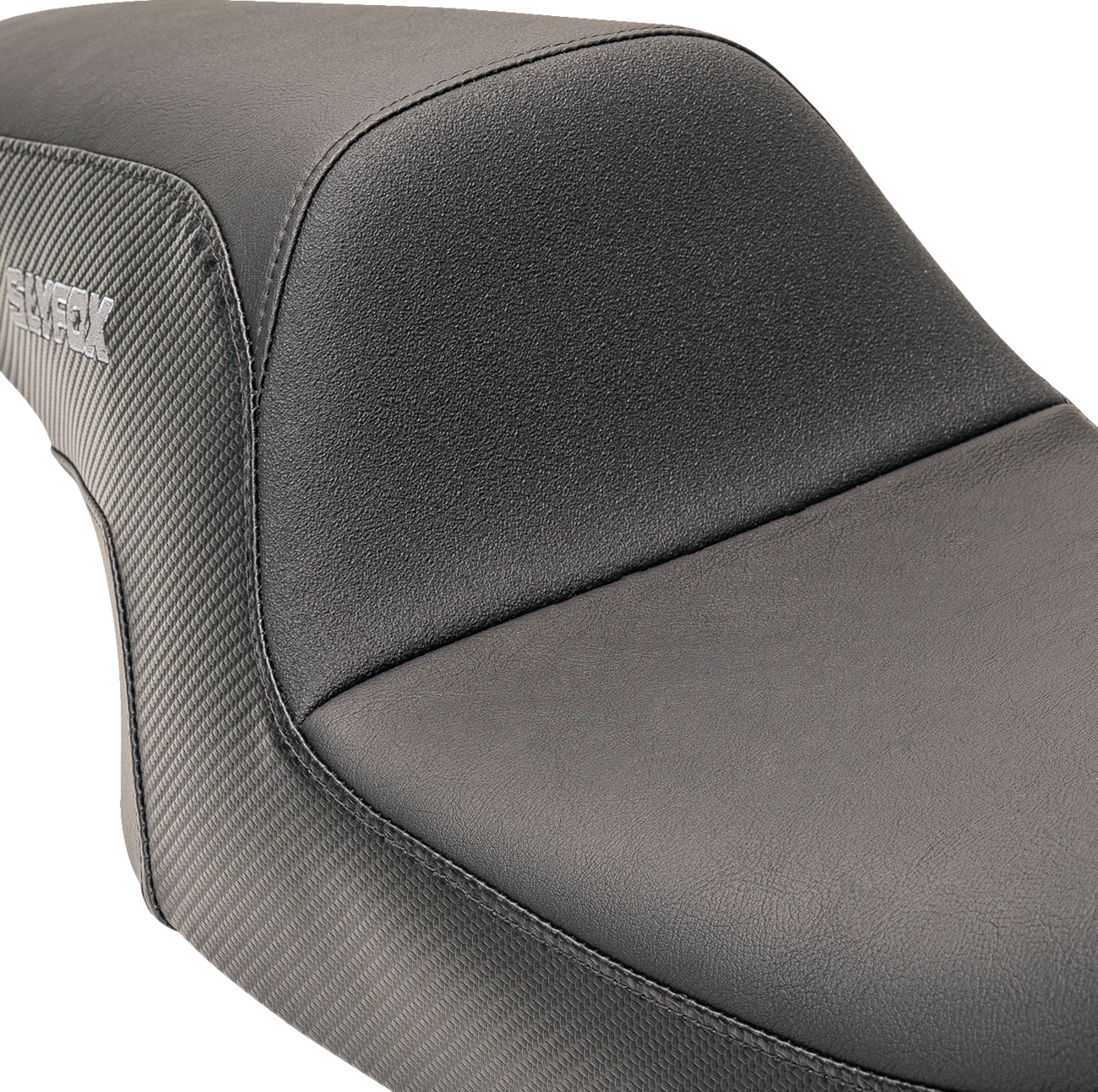 SLYFOX Drifter Seat - Gray Logo with Smooth Vinyl, Carbon Fiber Sides, and Tall Driver Support for Ford F-150 '97-'07 (Part #0801-1613)