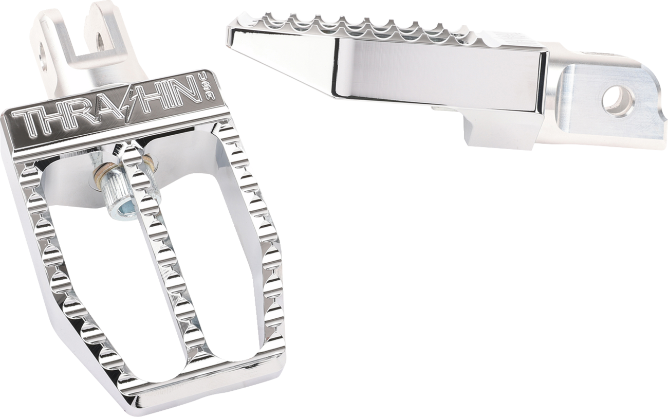 THRASHIN SUPPLY CO. Militant Foot Pegs - Front - Chrome TSC-2019-3-SF