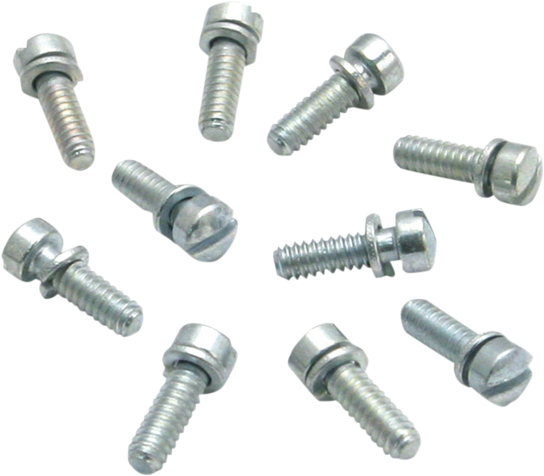 S&S CYCLE Float Bowl Slotted Screws with Lock Washers – 10 Pack, Part Number 50-0063