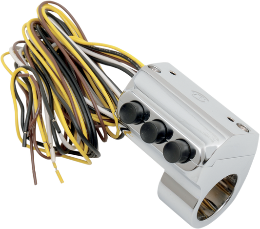 PERFORMANCE MACHINE (PM) Contour Billet Handlebar Switch - Left Side - Three Button - Cable Clutch - Chrome 0062-2035-CH