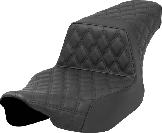 SADDLEMEN Step-Up Seat Front/Rear Lattice Stitch for Harley FL 2023-2024 – Black, Part 823-07-175