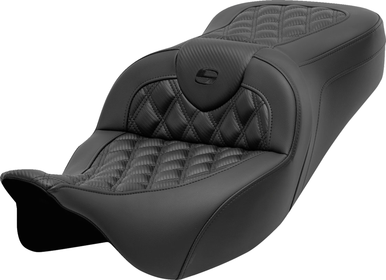 SADDLEMEN Roadsofa™ Seat with SaddleGel™ - Carbon Fiber, Lattice Stitch for Harley FL 2008-2023, Part 808-07B-20600