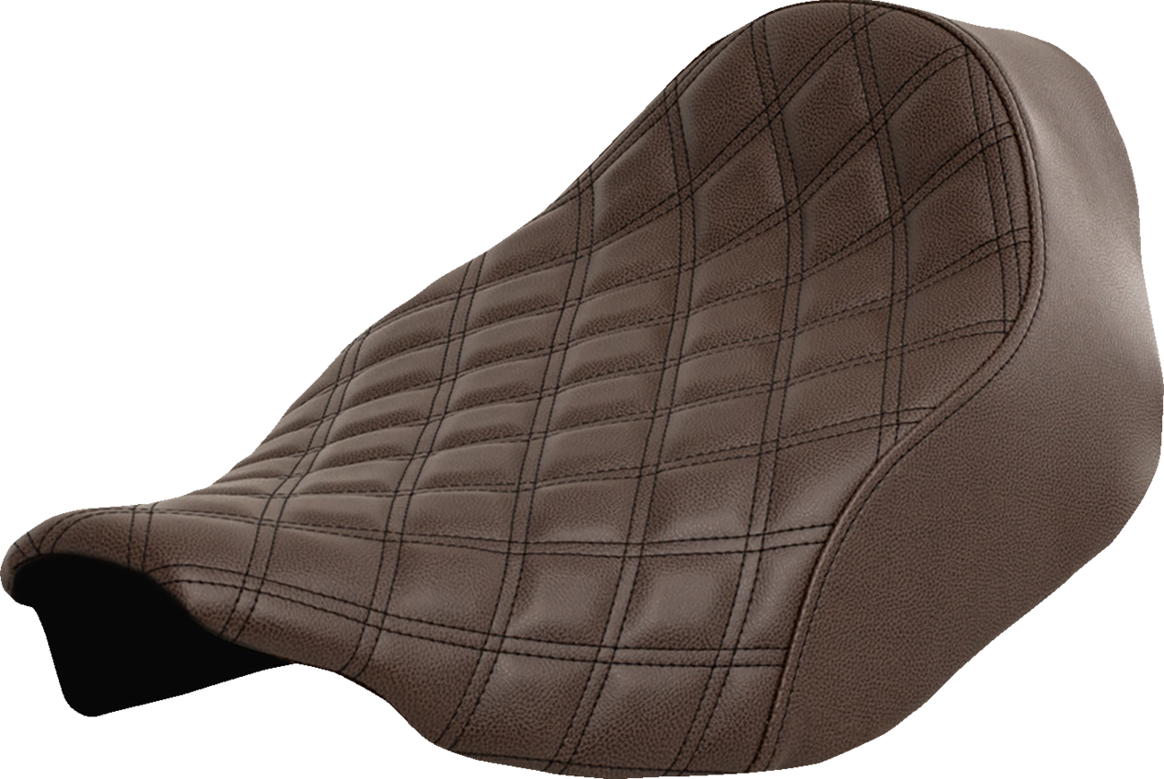 SADDLEMEN Renegade Solo Seat with Lattice Stitching for Harley FLT/FLH 2023-2024 – Brown, Part #823-07-002BLS