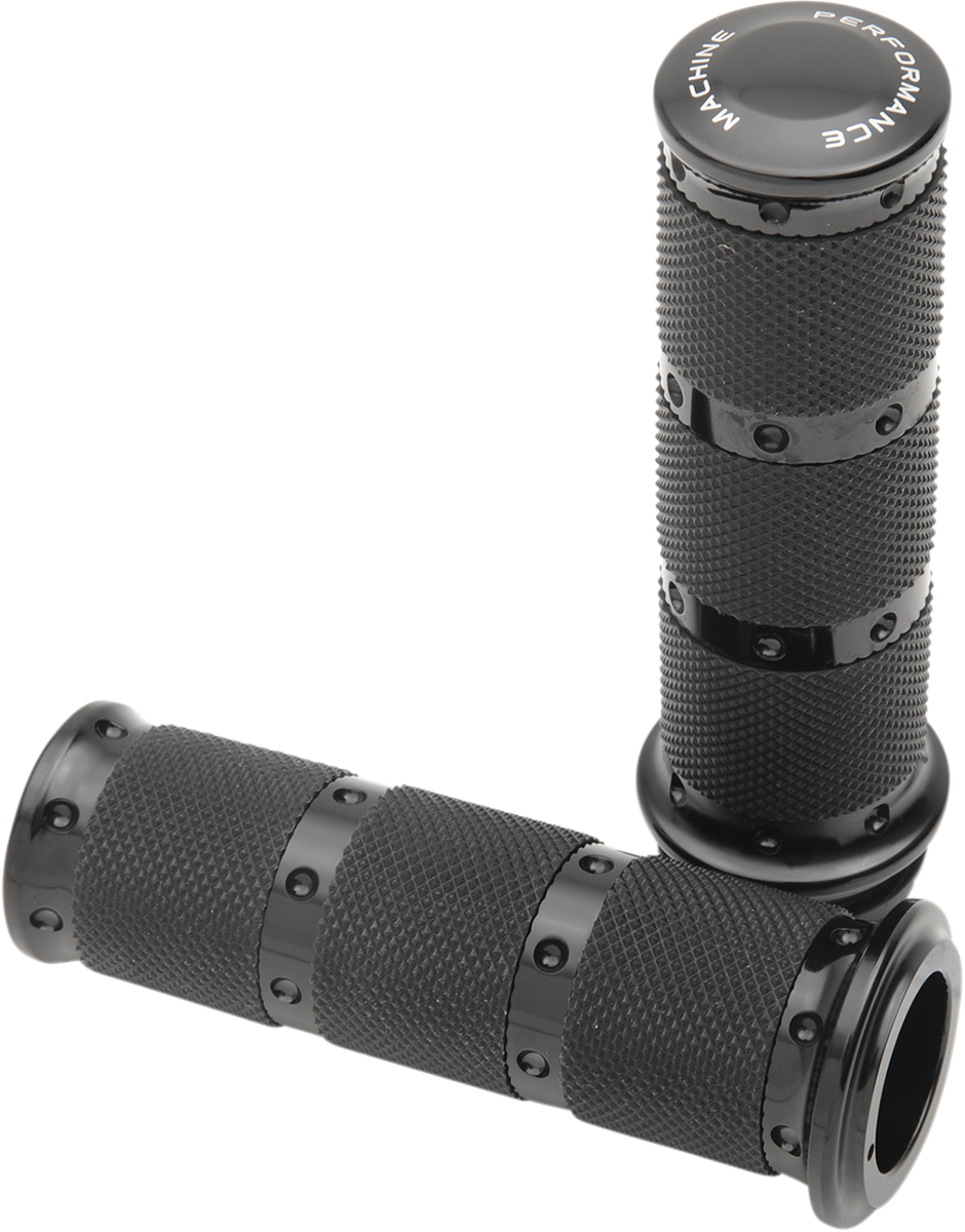 PERFORMANCE MACHINE (PM) Contour XLS Renthal Wrapped Grips - TBW - Black 0063-2087-B