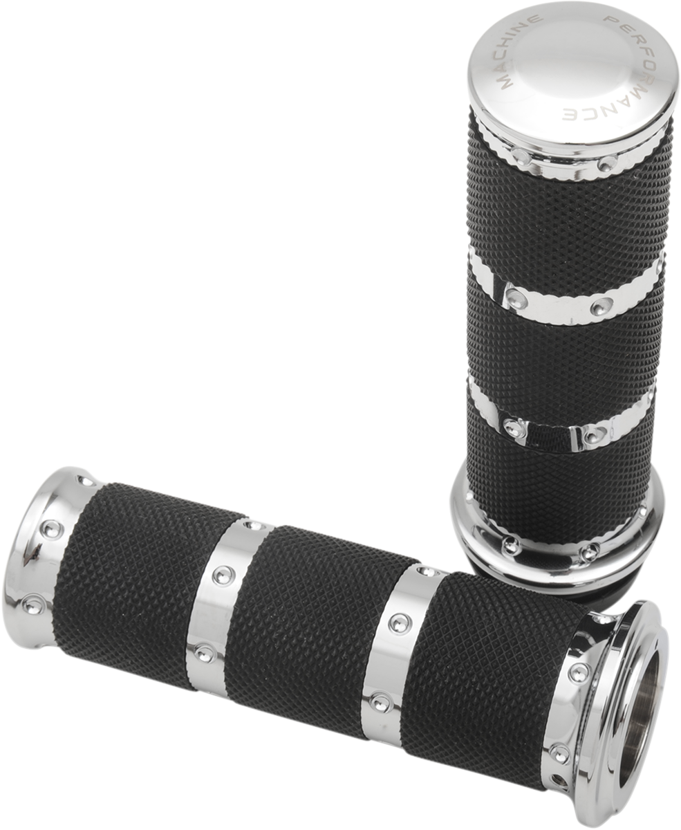 PERFORMANCE MACHINE (PM) Contour XLS Renthal Wrapped Grips - TBW - Chrome 0063-2087-CH