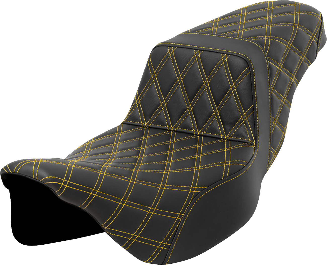 SADDLEMEN Step-Up Seat with Lattice Stitch and Gold Accents for FLH/FLT '08-'23 - Part 808-07E-17507