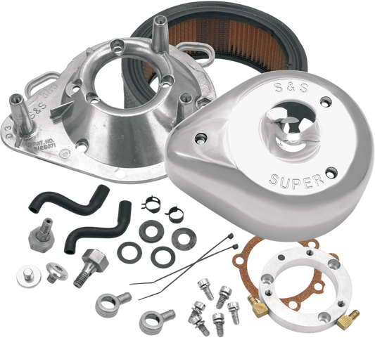 S&S Cycle Teardrop Air Cleaner Kit - Chrome (Part #17-0450) for OEM and Performance Harley-Davidson Carburetors