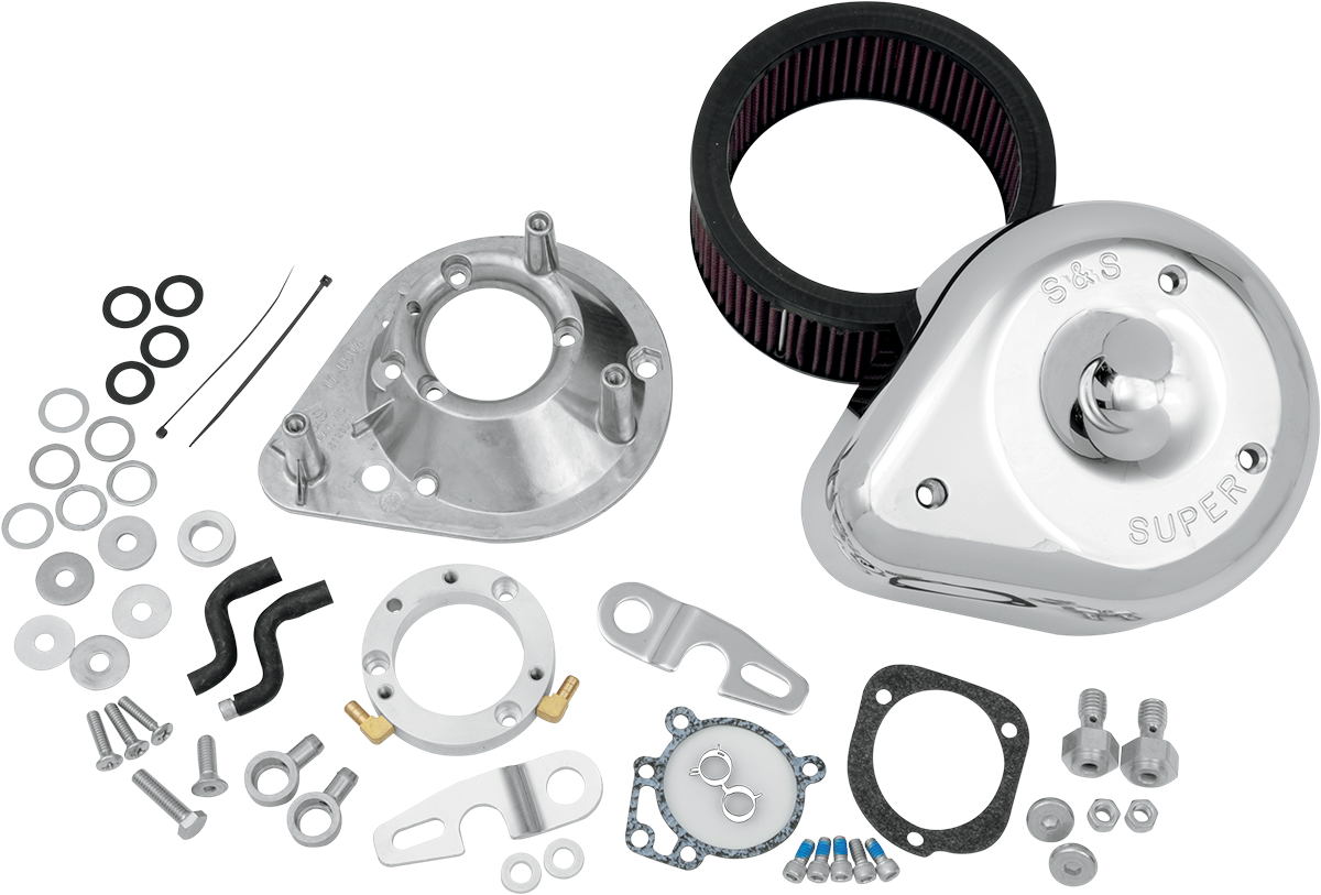 S&S Cycle Teardrop Air Cleaner Kit Chrome 17-0448 for OEM and Performance Intake Systems