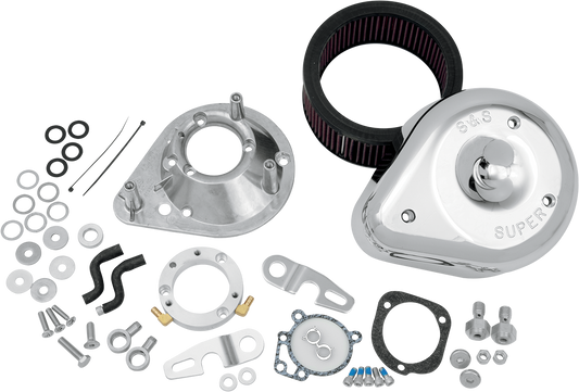 S&S Cycle Teardrop Air Cleaner Kit Chrome 17-0448 for OEM and Performance Intake Systems