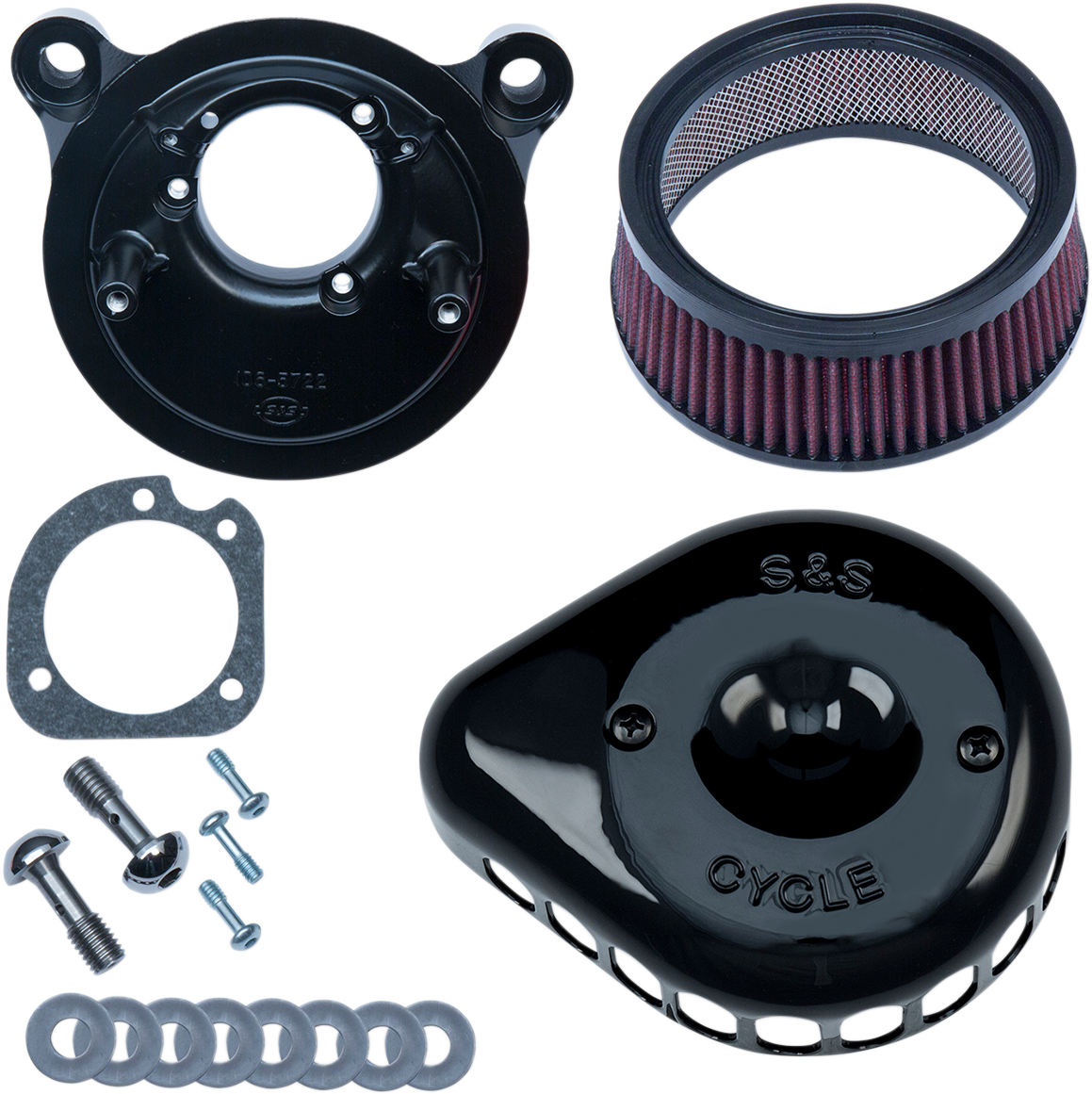 S&S CYCLE Mini Teardrop Stealth Air Cleaner Kit - Gloss Black 170-0442