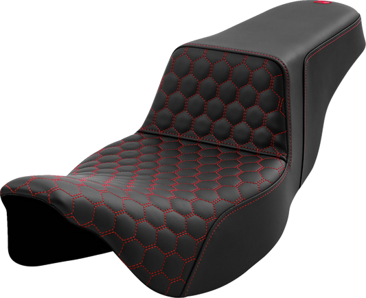 SADDLEMEN Step-Up Seat with Honeycomb Pattern for Harley FL 2008-2023, Part #808-07B-17804