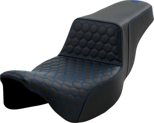 SADDLEMEN Step-Up Seat with Honeycomb Pattern for Harley FL 2008-2023 - Part 808-07B-17801
