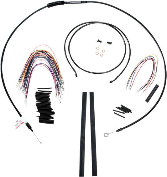 BURLY BRAND Complete Black Vinyl Handlebar Cable/Line Kit for Ape Hangers - 15" - '08-'13 FLH B30-1100