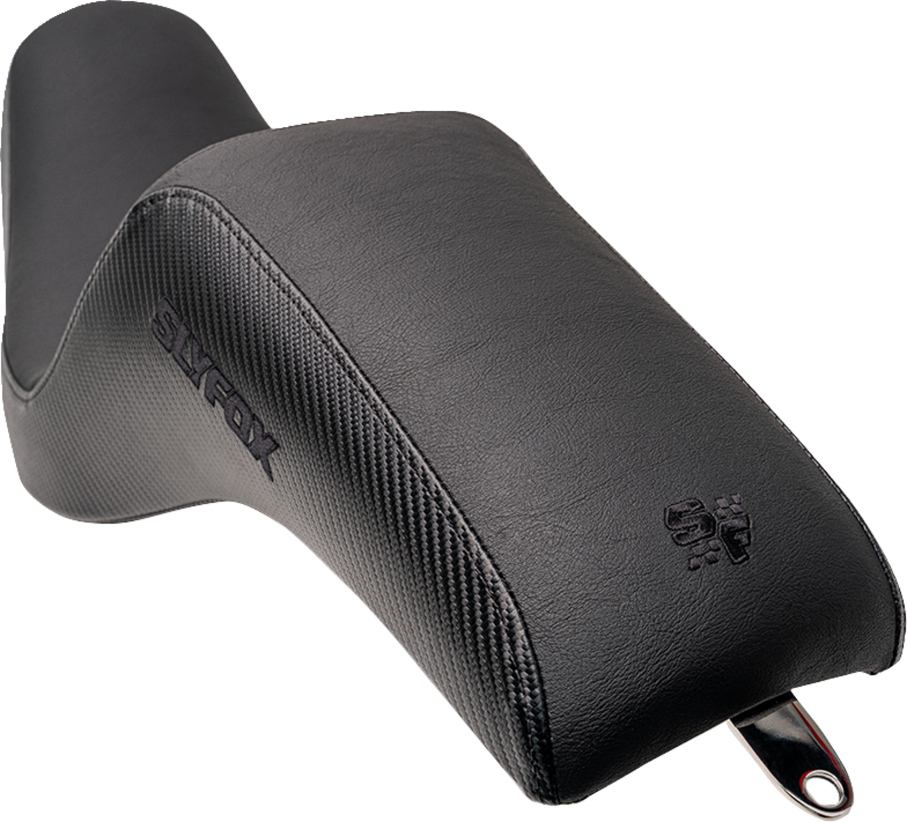 SLYFOX Drifter Seat for Dyna '96-'03 by SLYFOX - Black Vinyl with Slipstop and Carbon Fiber Accents (Part #4683A-slyfox)