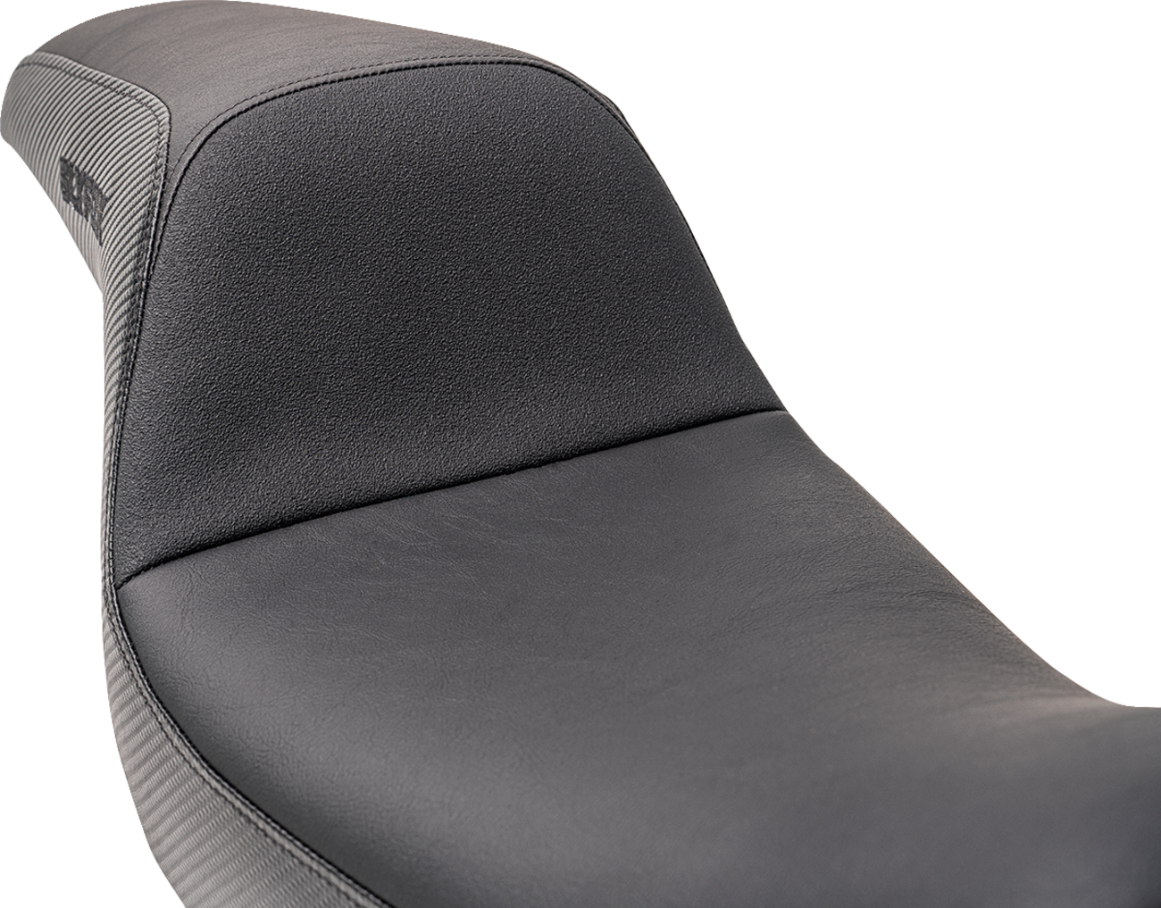 SLYFOX Drifter Seat for Dyna '96-'03 by SLYFOX - Black Vinyl with Slipstop and Carbon Fiber Accents (Part #4683A-slyfox)