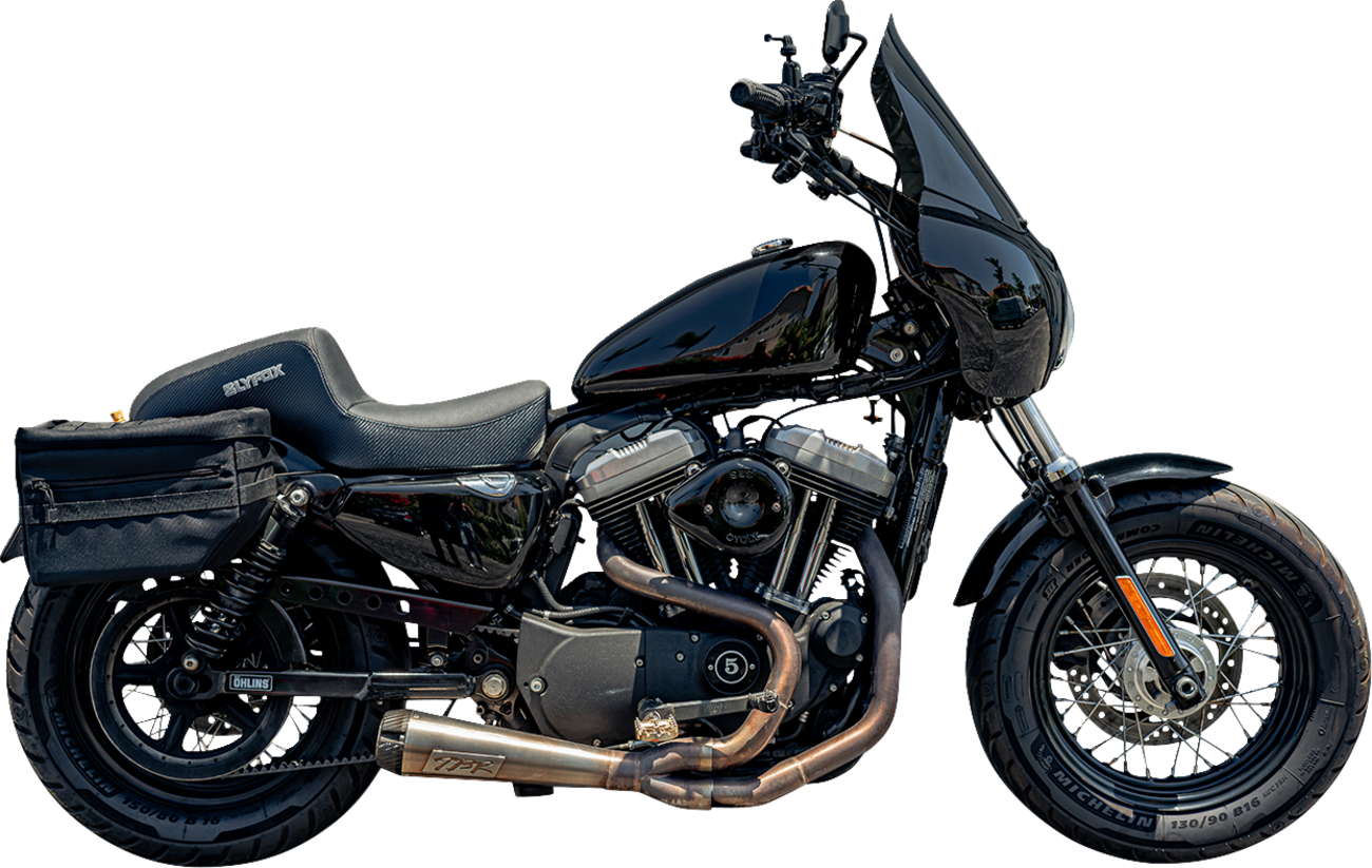 SLYFOX Drifter Seat - Gray Logo, Black Vinyl with Slipstop, Carbon Fiber Sides - XL for '04-'22 Models Part 4684B-slyfox