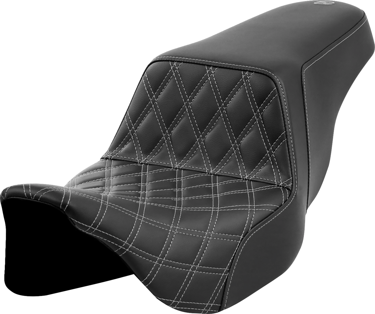 SADDLEMEN Step-Up Front Seat with Lattice Stitch - Dark Gray Stitch for Harley FLH/FLT 2008-2023 (Part #808-07B-17202)