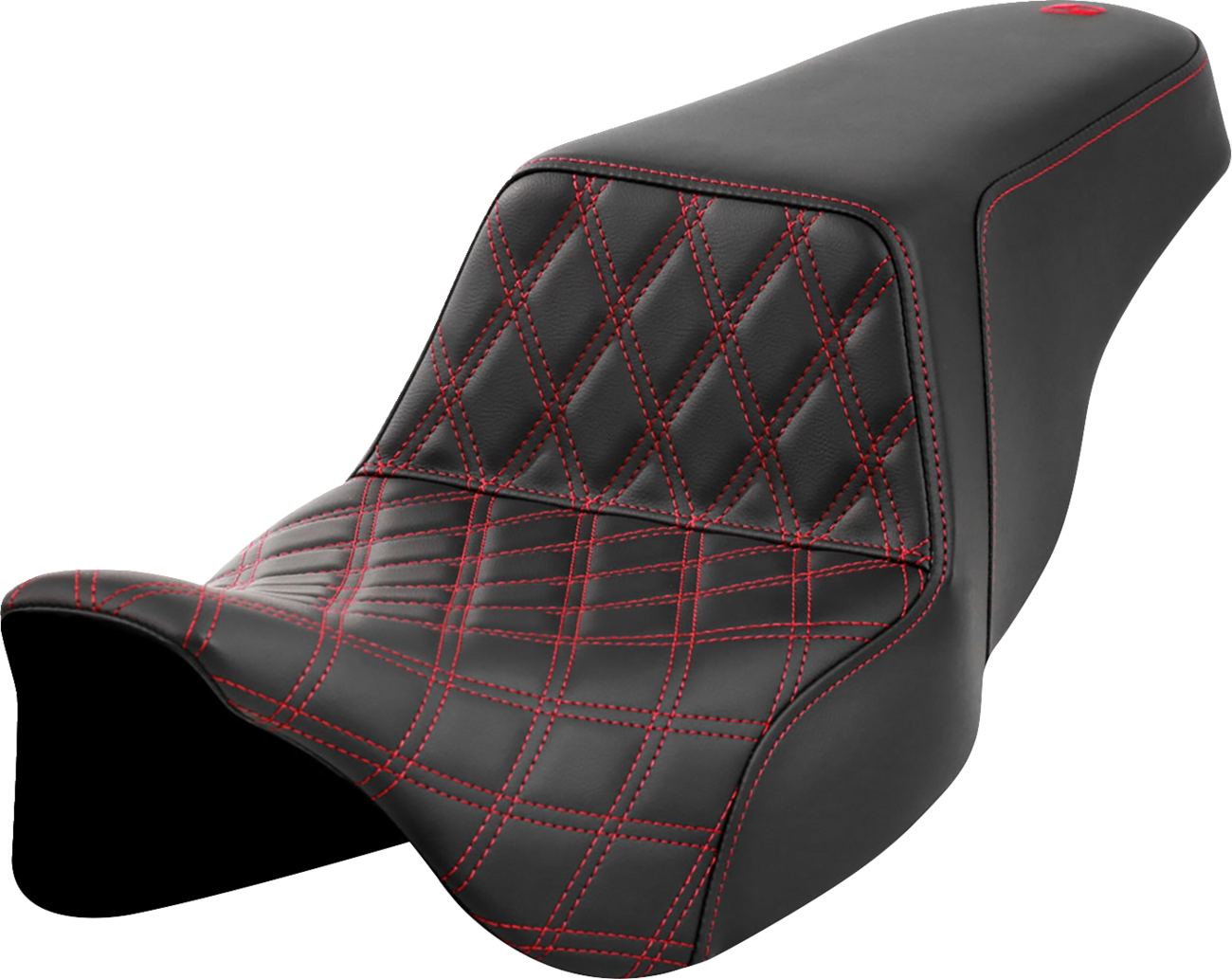 SADDLEMEN Step-Up Front Lattice Stitch Seat with Red Stitch for FLH/FLT 2008-2023 - Part 808-07B-17204
