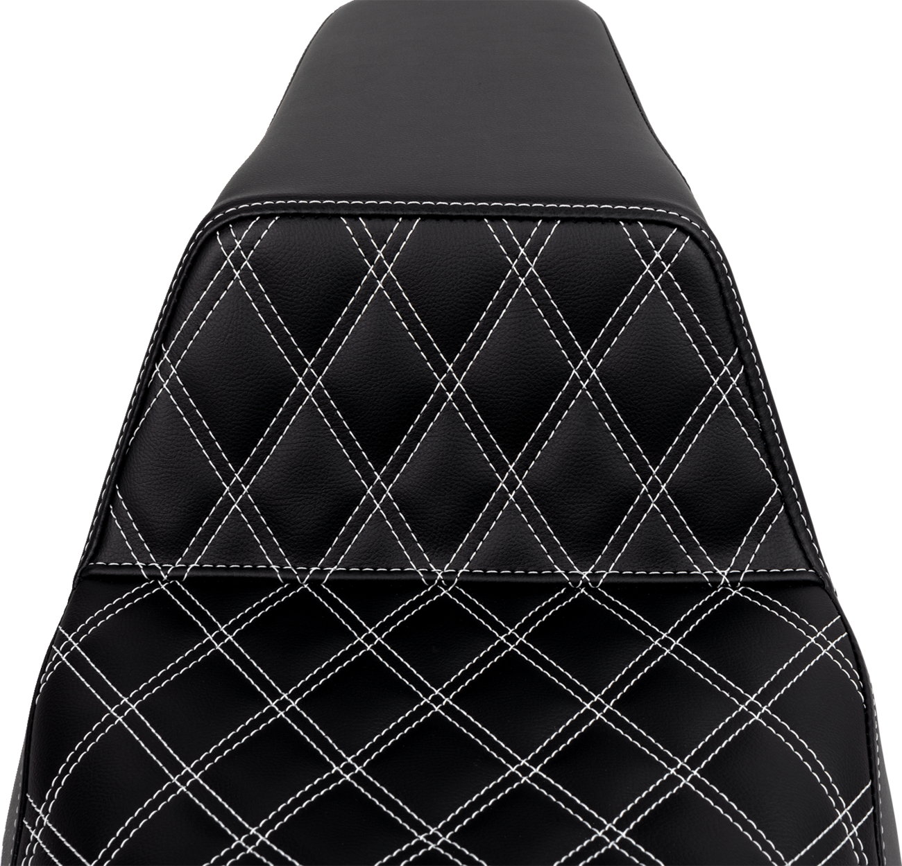 SADDLEMEN Step-Up Front Seat with Lattice Stitch – White Stitch for FLH/FLT '08-'23 | Part 808-07B-17206