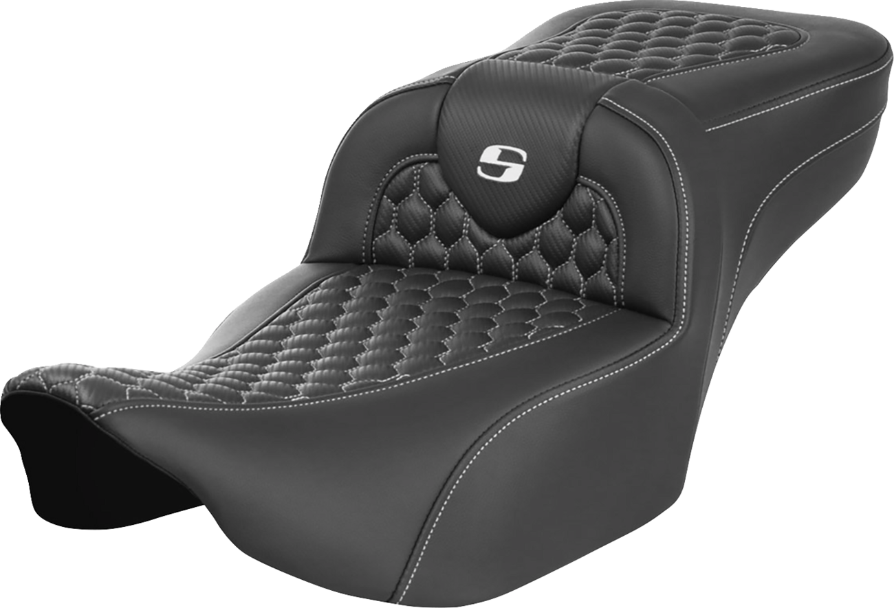 SADDLEMEN Roadsofa™ Extended Reach Seat for FLTR/FLHX 2023-2024 – Honeycomb Stitch, Part Number 823-07-19001