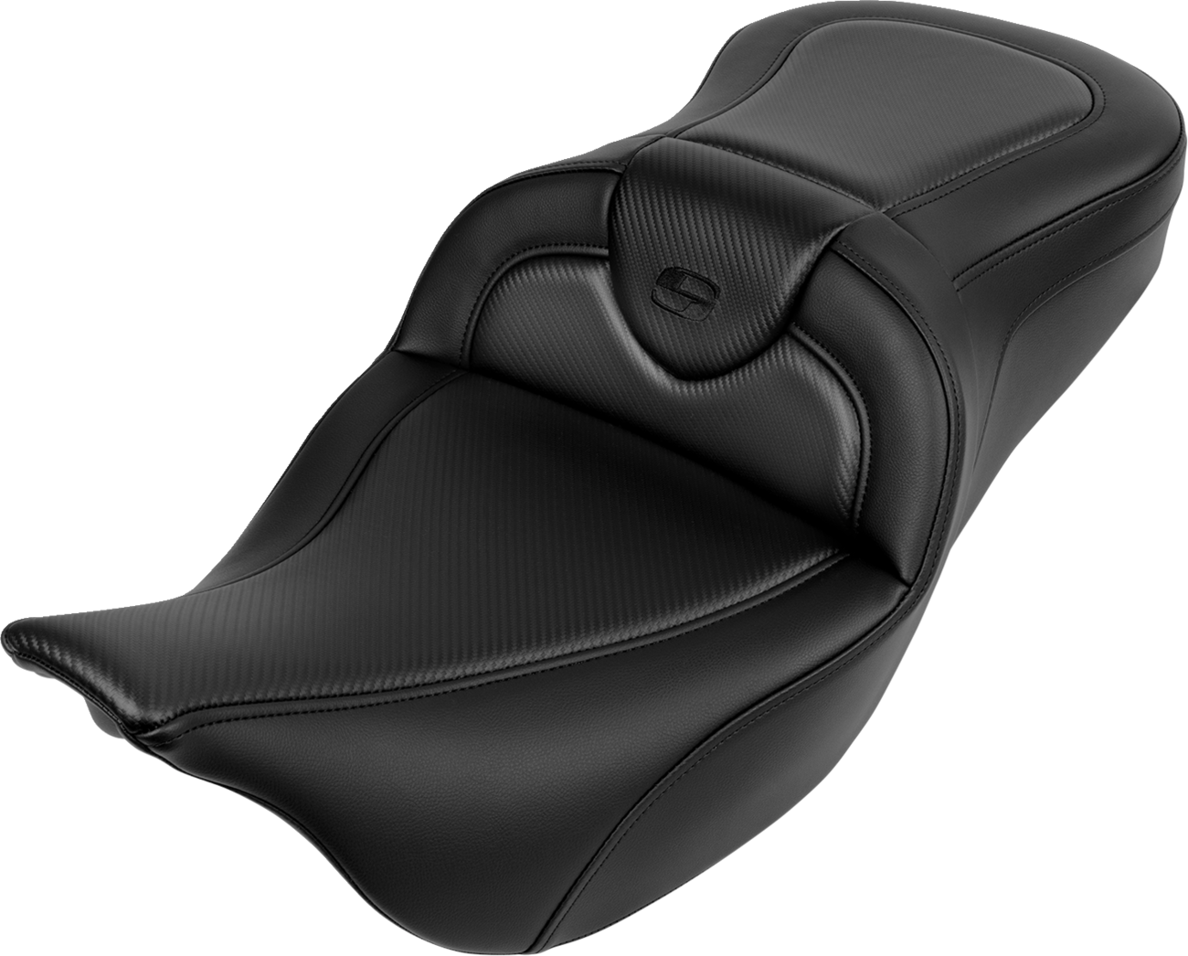 SADDLEMEN Roadsofa™ Seat with Carbon Fiber Finish and Black Stitch for '08-'19 FL Models – Part 808-07B-18500