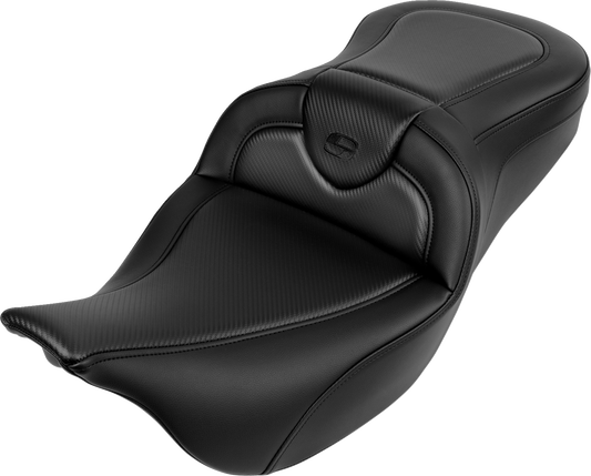 SADDLEMEN Roadsofa™ Seat with Carbon Fiber Finish and Black Stitch for '08-'19 FL Models – Part 808-07B-18500