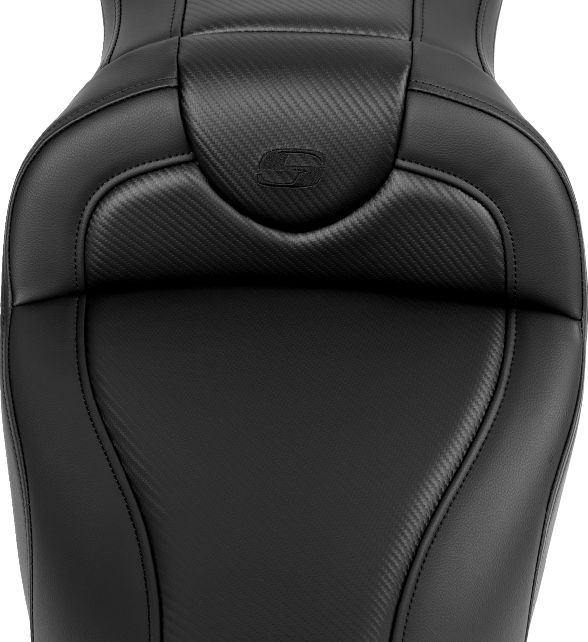 SADDLEMEN Roadsofa™ Seat with Carbon Fiber Finish and Black Stitch for '08-'19 FL Models – Part 808-07B-18500