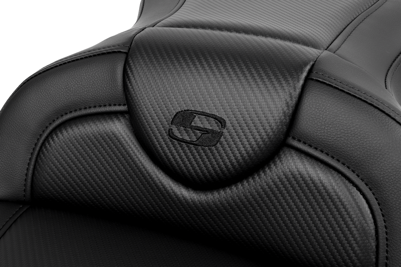 SADDLEMEN Roadsofa™ Seat with Carbon Fiber Finish and Black Stitch for '08-'19 FL Models – Part 808-07B-18500