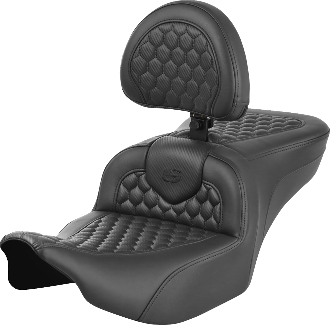 SADDLEMEN Roadsofa™ Seat with Backrest for FLTR/FLHX 2023-2024 - Honeycomb Stitching and Saddlehyde Cover