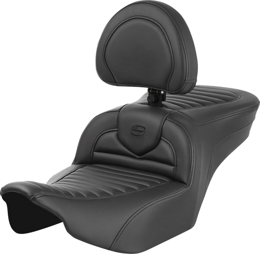 SADDLEMEN Roadsofa™ Seat with Backrest for FLTR/FLHX 2023-2024 – Tuck-n-Roll Design with GelCore™ Inserts