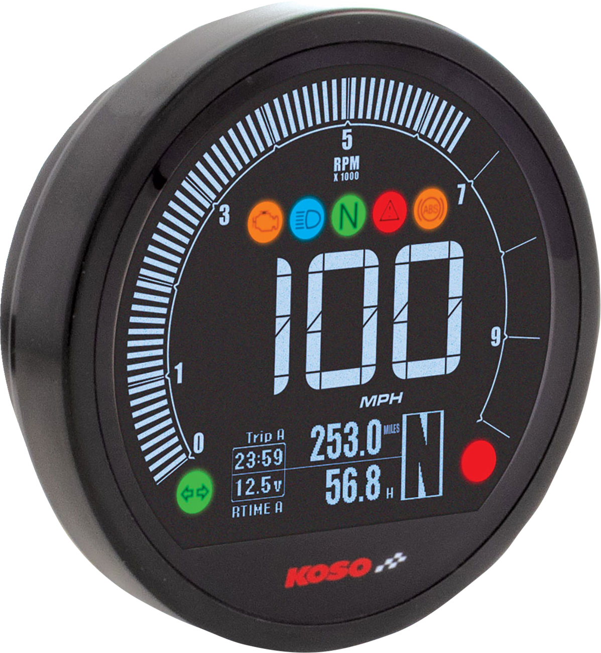 KOSO NORTH AMERICA DL-04HD Multifunction Gauge - Black - Harley Davidson® BA077400