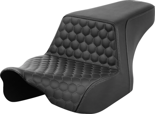 SADDLEMEN Step-Up Front Honeycomb Seat with Gray Stitching for FL '23-'24 (Part Number 823-07-17702)