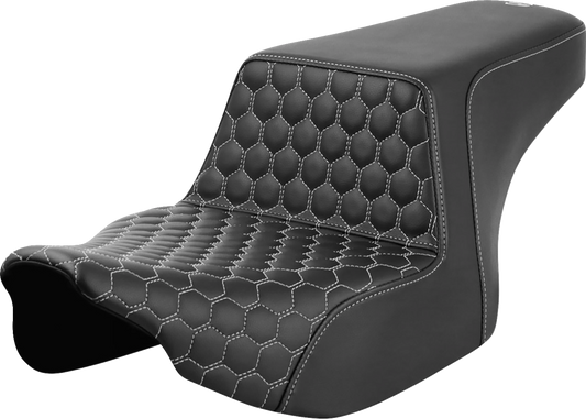 SADDLEMEN Step-Up Front Honeycomb Seat with Silver Stitching for FL '23-'24 (Part No. 823-07-17705)