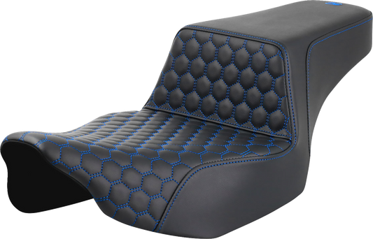 SADDLEMEN Step-Up Extended Reach Front Honeycomb Seat with Blue Stitch for FL 2023-2024 - Part 823-07-17801