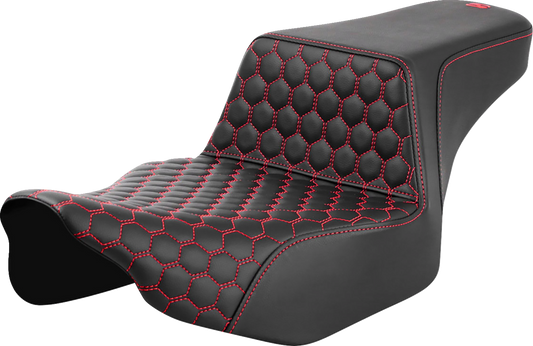 SADDLEMEN Step-Up Front Honeycomb Seat with Red Stitch for FL '23-'24 - Part 823-07-17804