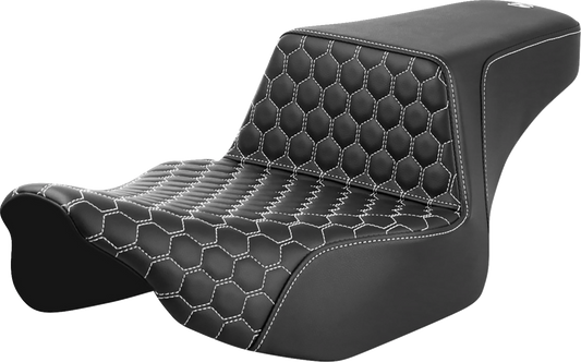 SADDLEMEN Step-Up Extended Reach Front Honeycomb Seat for FL '23-'24 - White Stitch | Part 823-07-17806