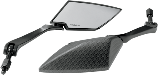 KOSO NORTH AMERICA Mirrors - TT-Style - Side View - Diamond - Carbon Fiber/Black - Clear Lens - Pair OA016CK2
