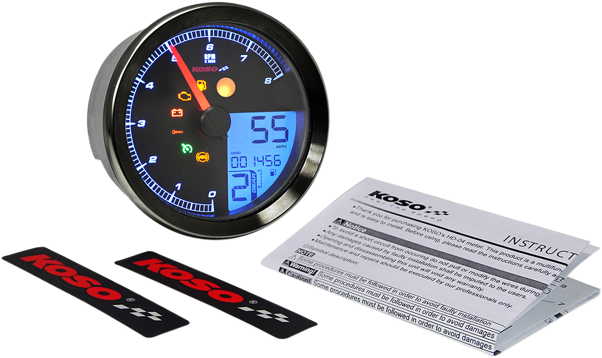 KOSO NORTH AMERICA Multi-Function Speedometer/Tachometer - HD-04 - Black BA051211