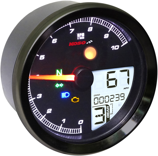 KOSO NORTH AMERICA TNT-04 Multifunction Meter - Black Bezel - 3.3" Diameter x 2.19" D BA051411