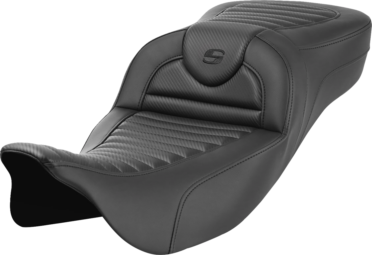 SADDLEMEN Roadsofa™ Extended Reach Seat for FL 2008-2024 – Carbon Fiber, Tuck-n-Roll, Without Backrest